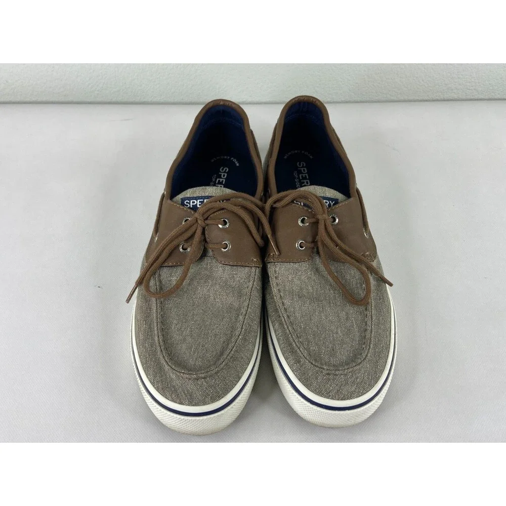 Sperry Men 12 Top Sider Grey Brown STS21489 Boat Shoe Classic Preppy Beach